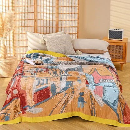 Ownkoti Impressionist Town Cotton Gauze Quilt - King - image 0