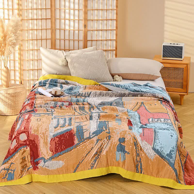 Ownkoti Impressionist Town Cotton Gauze Blanket - image 1
