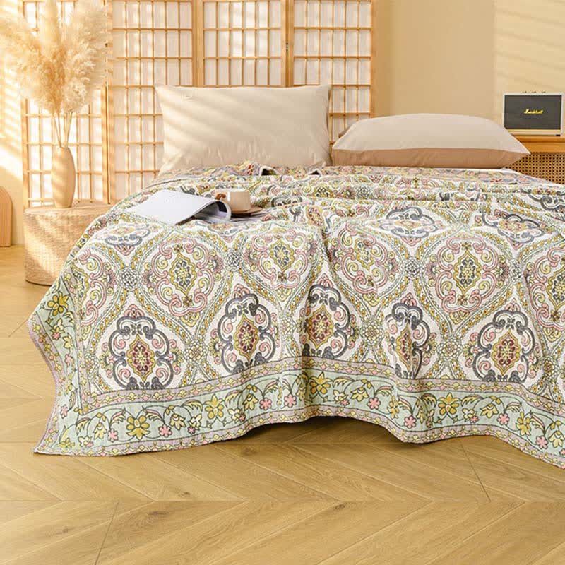 Ownkoti Elegant Vintage Floral Cotton Gauze Blanket - image 2