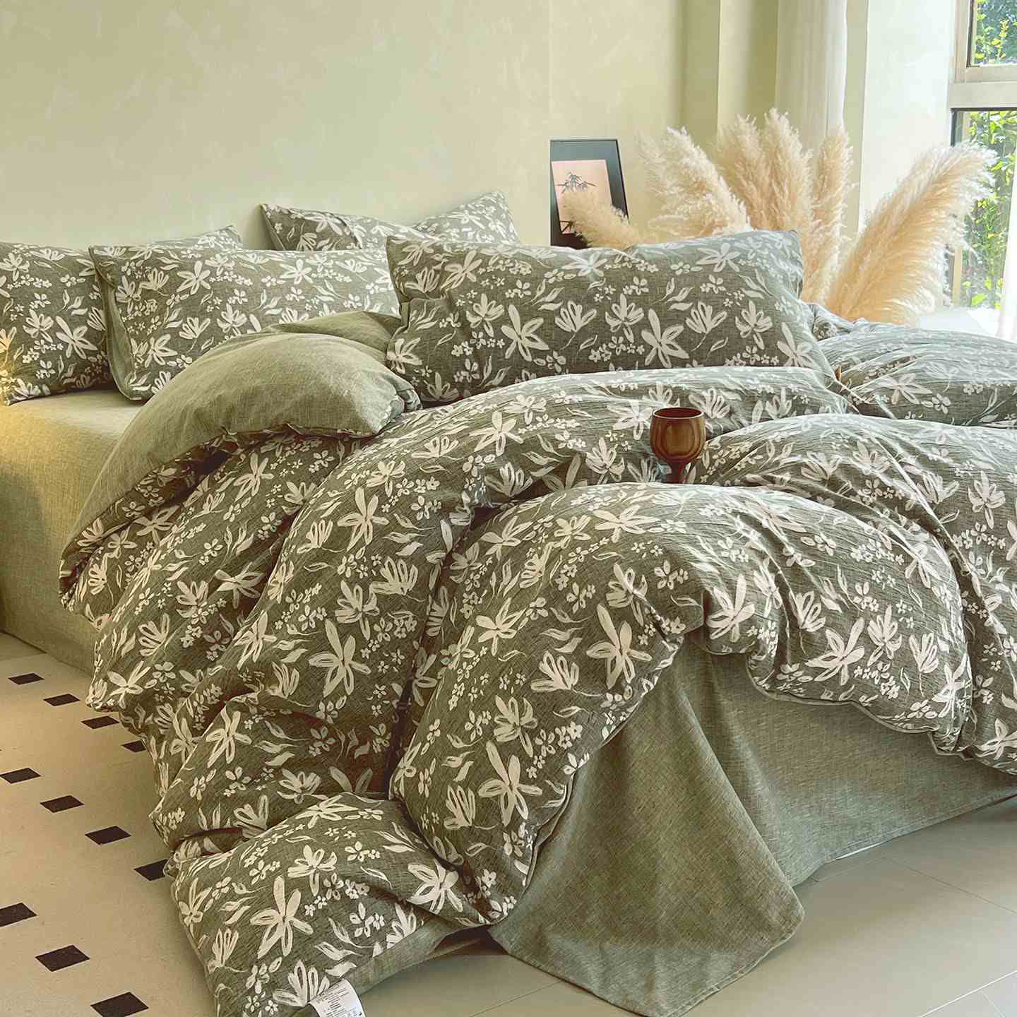 Ownkoti Greenery Floral Print Bedding Set(4PCS) - King - image 1