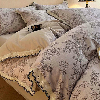 Ownkoti Brushed Cotton Artistic Floral Lace Bedding Set - image 0