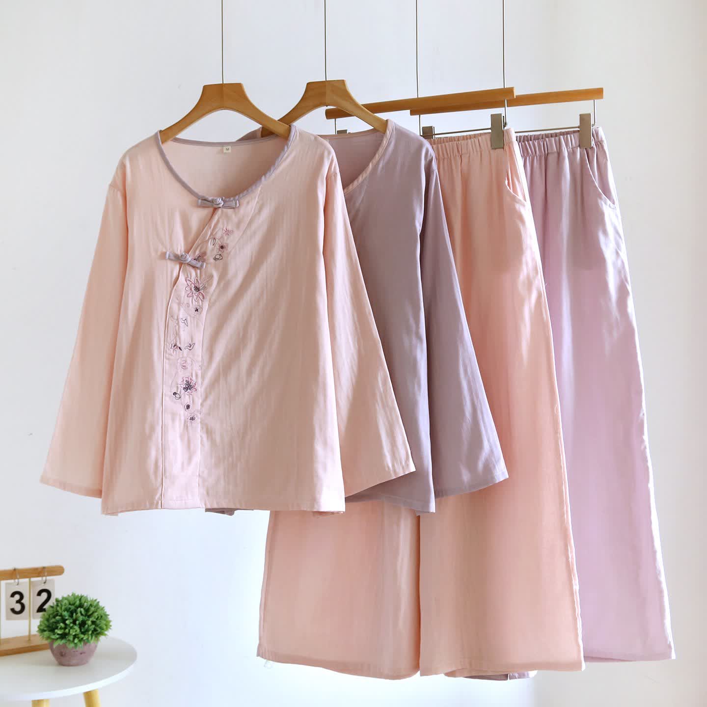 Ownkoti Oriental Style Floral Embroidered Loungewear Set - image 0