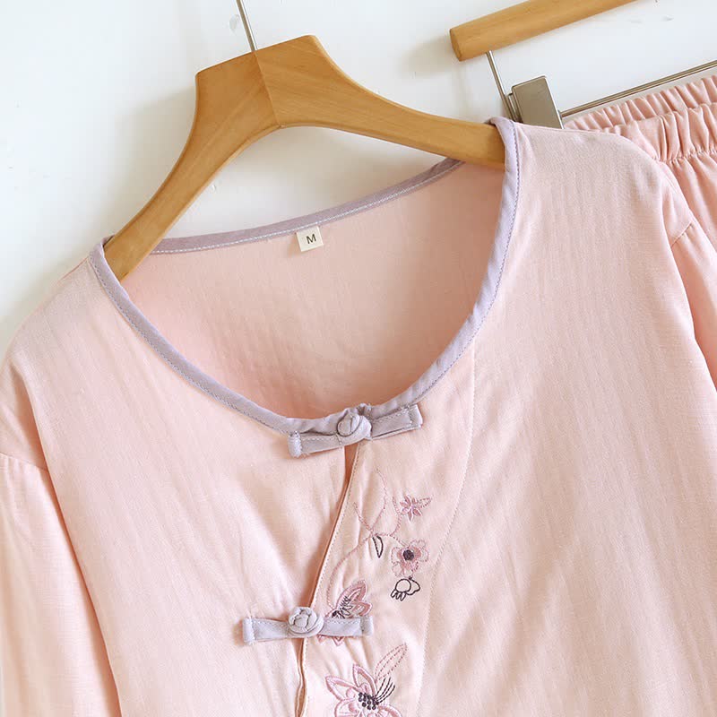 Ownkoti Oriental Style Floral Embroidered Loungewear Set - image 6