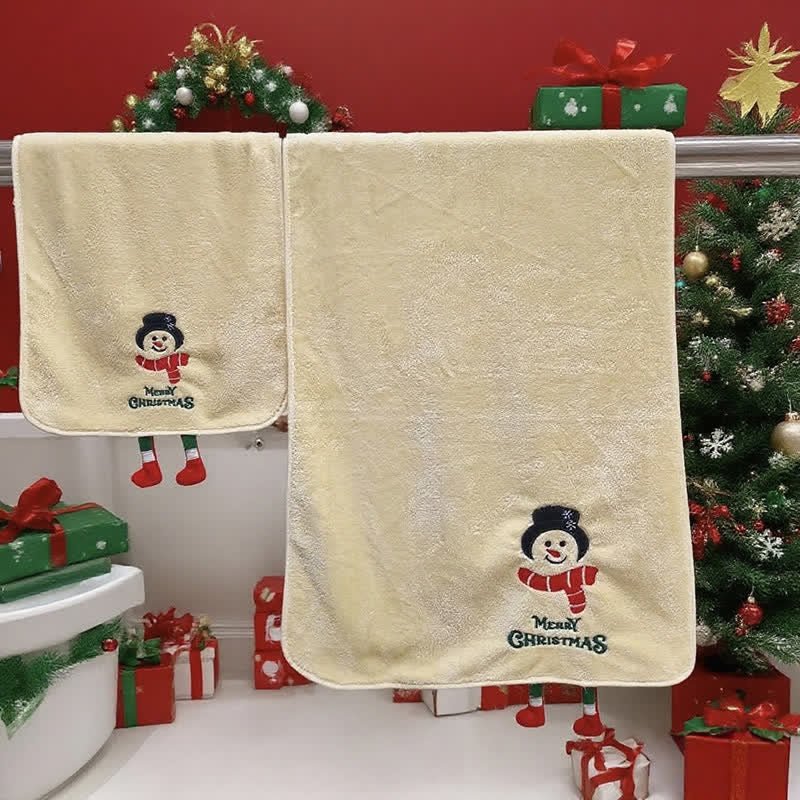 Ownkoti Christmas Holiday Gift Towels with Dangling Legs - Snowman - Towel & Bath Towel - 14" x 29" + 27" x 55" - image 11