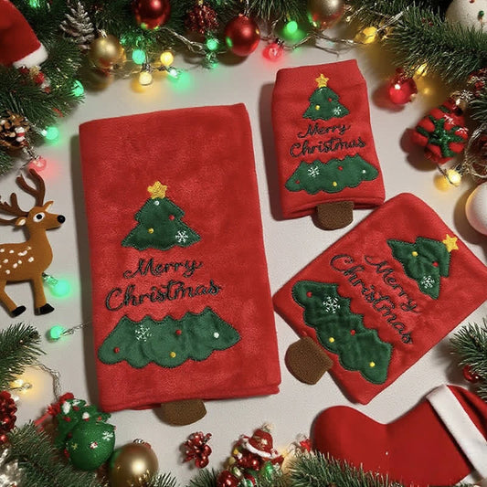 Ownkoti Christmas Holiday Gift Towels with Dangling Legs - Christmas Tree - Towel Set - 9" x 7" + 14" x 29" + 27" x 55" - image 0