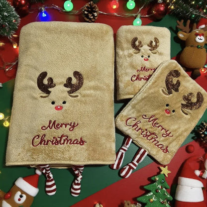 Ownkoti Christmas Holiday Gift Towels with Dangling Legs - Elk - Towel Set - 9" x 7" + 14" x 29" + 27" x 55" - image 6
