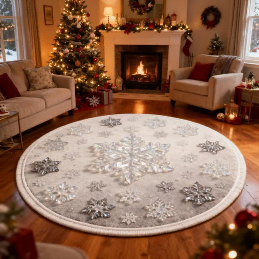 Ownkoti Christmas Snowflake 3D Effect Rug - White - 55" x 55" - image 0