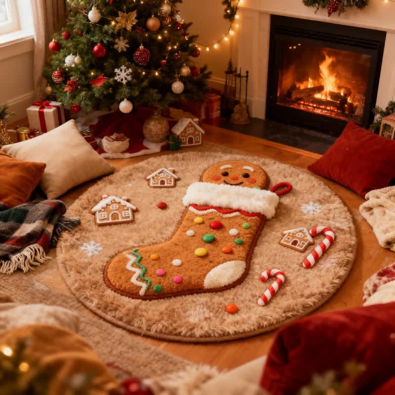 Ownkoti Creative Christmas Stocking 3D Effect Rug - Brown - 55" x 55" - image 4