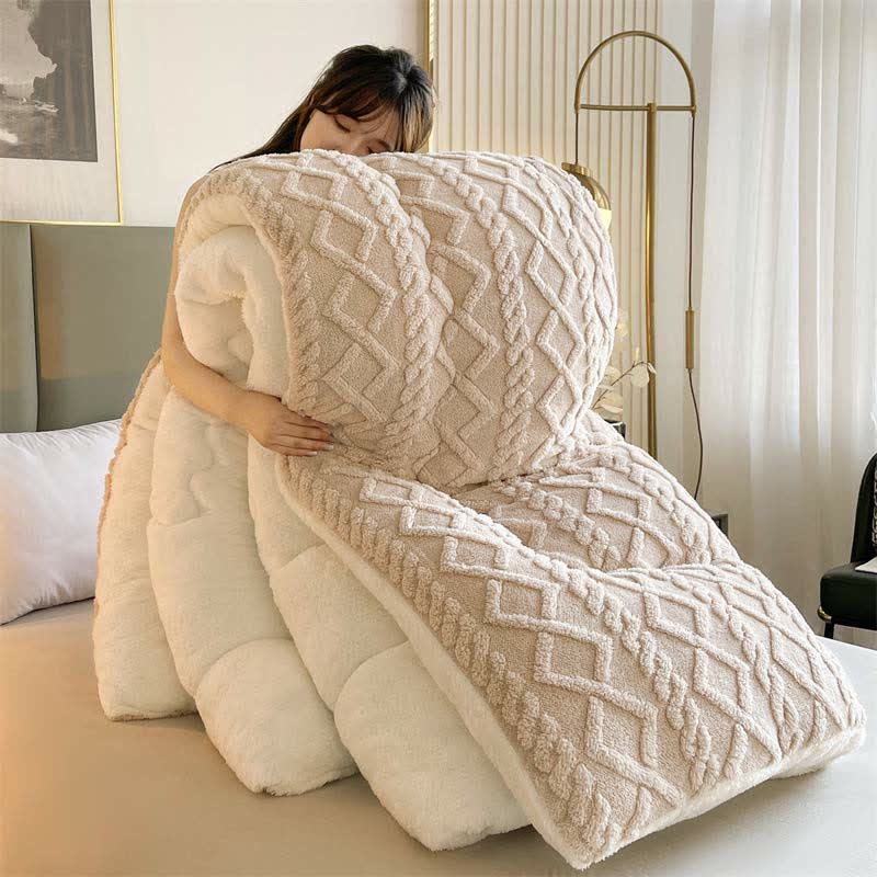 Ownkoti Jacquard Solid Color Comfy Fluffy Blanket - image 3