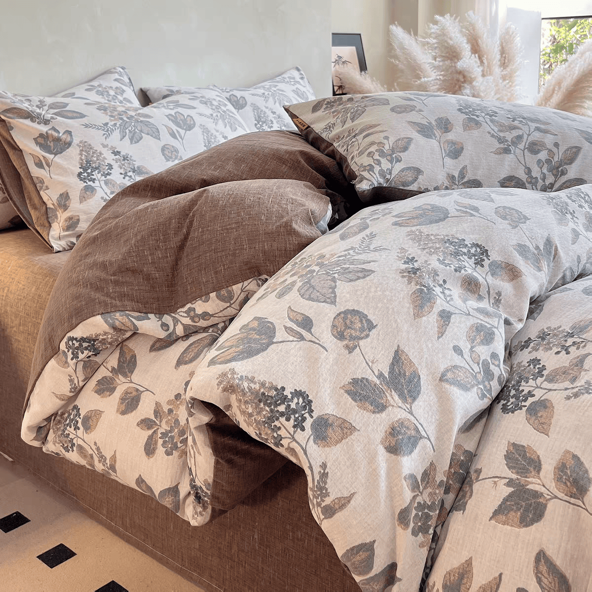 Ownkoti Vintage Leaf Print Bedding Set(4PCS) - image 0