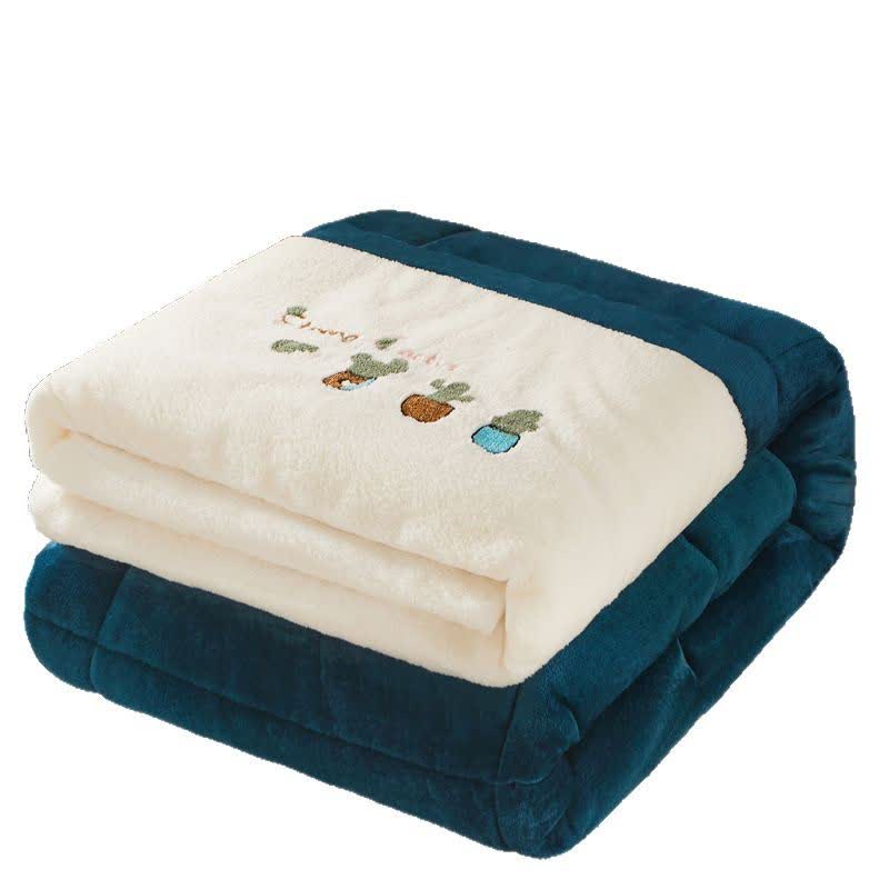 Ownkoti Checkered Quilted Cactus Embroidered Blanket - image 3