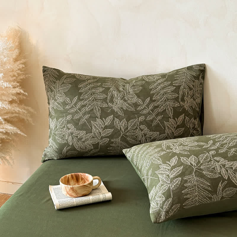 Ownkoti Brushed Cotton Botanical Duvet Cover Set(4PCS) - image 4