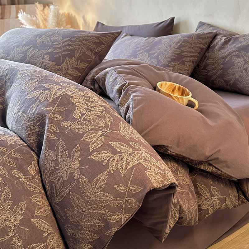 Ownkoti Brushed Cotton Botanical Duvet Cover Set(4PCS) - image 15