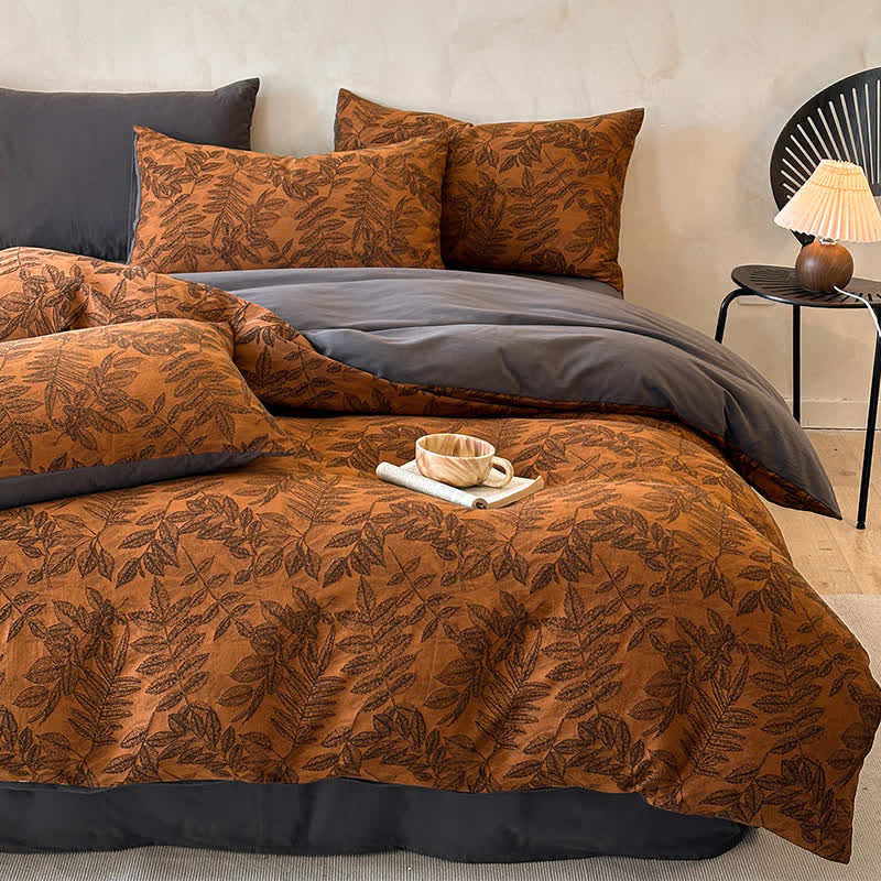 Ownkoti Brushed Cotton Botanical Duvet Cover Set(4PCS) - image 8