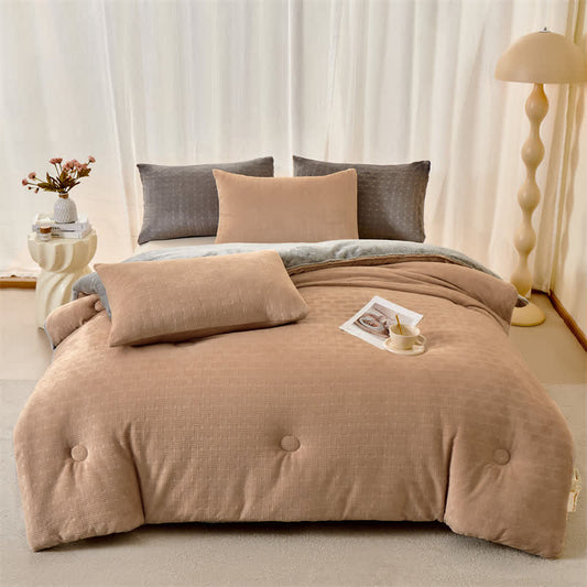 Ownkoti Plush Waffle Textured Sherpa Blanket - Coffee - King - image 0