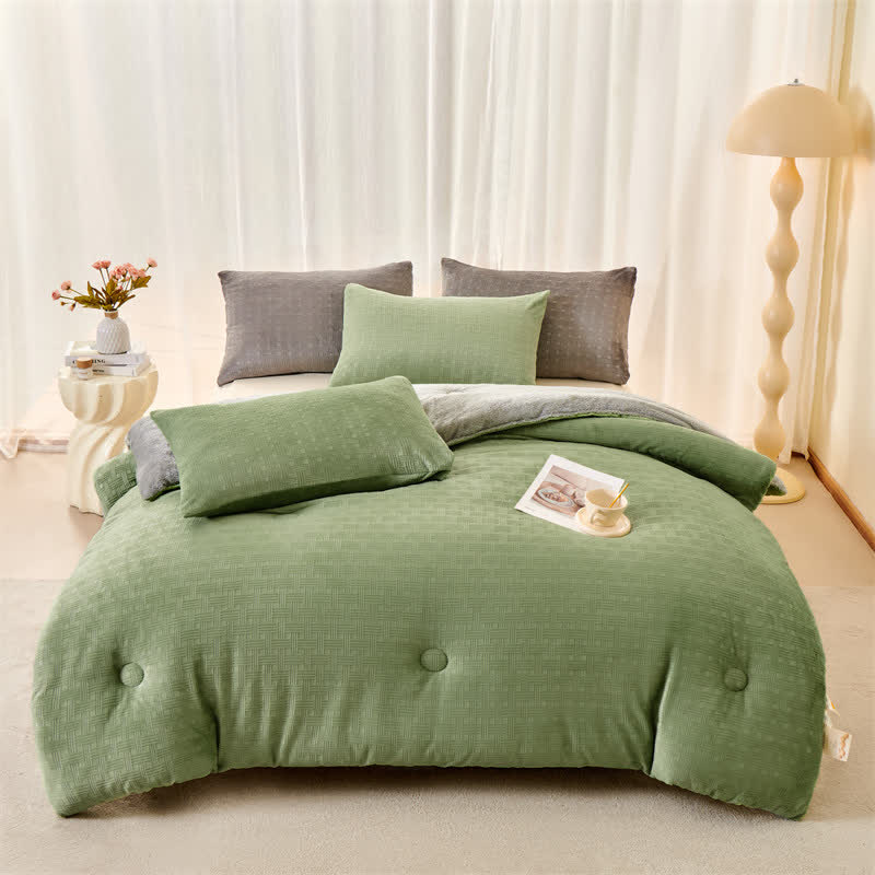 Ownkoti Plush Waffle Textured Sherpa Blanket - Green - King - image 10