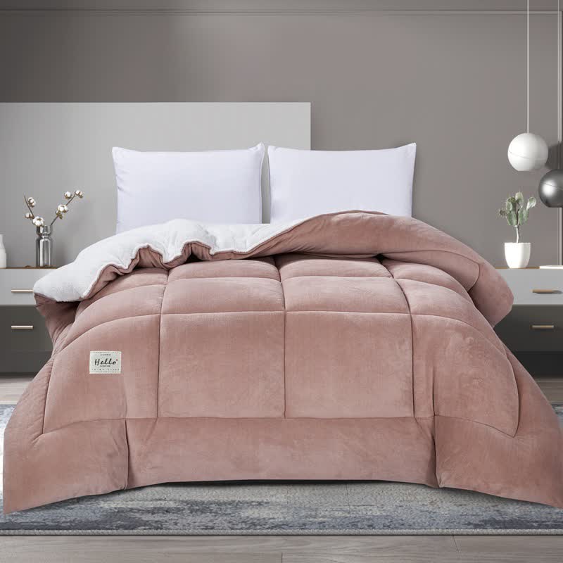 Ownkoti Solid Color Thick Warm Blanket with Quilt Core - Light Pink - King - image 16