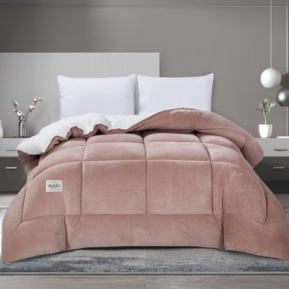 Ownkoti Solid Color Thick Warm Blanket with Quilt Core - Light Pink - King - image 16