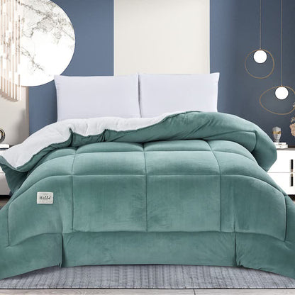 Ownkoti Solid Color Thick Warm Blanket with Quilt Core - Green - King - image 17