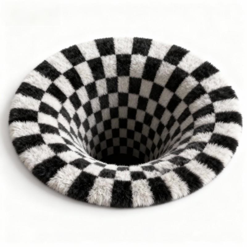 Ownkoti Black Hole 3D Checkered Rug - B - 55" x 55" - image 9
