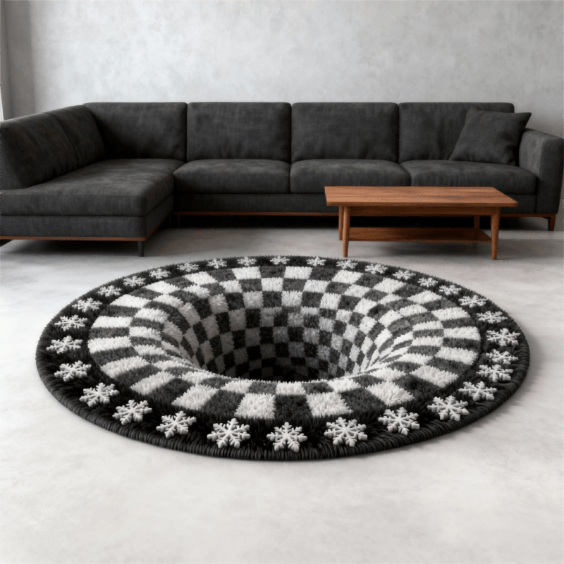Ownkoti Black Hole 3D Checkered Rug - image 5