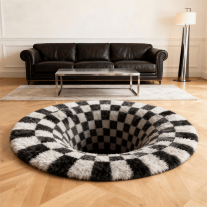Ownkoti Black Hole 3D Checkered Rug - image 8