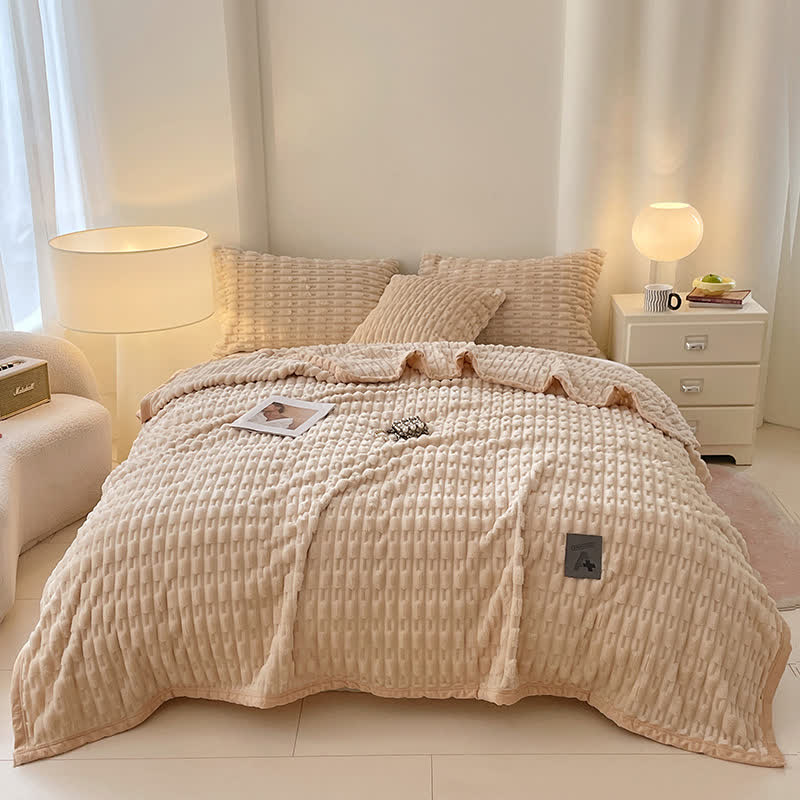 Ownkoti Minimalist Solid Textured Fleece Throw Blanket - Coffee - Queen - image 12