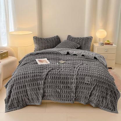 Ownkoti Minimalist Solid Textured Fleece Throw Blanket - Dark Grey - Queen - image 8