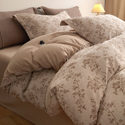 Ownkoti Elegant Floral Branch Cotton Gauze Bedding Set - Coffee - King - image 4