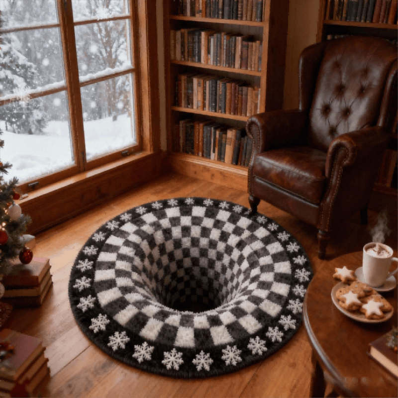 Ownkoti Black Hole 3D Checkered Rug – ownkoti