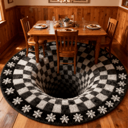 Ownkoti Black Hole 3D Checkered Rug - image 2