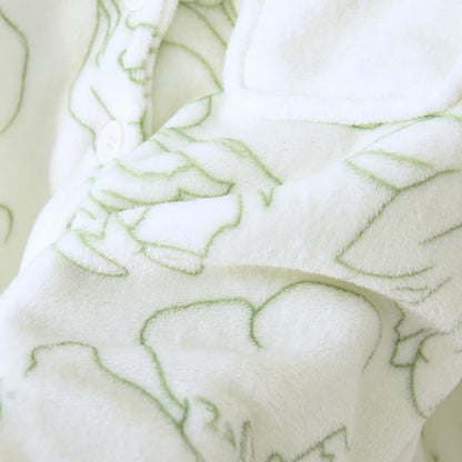 Ownkoti Fresh Green Line-Art Plush Loungewear Set - image 7