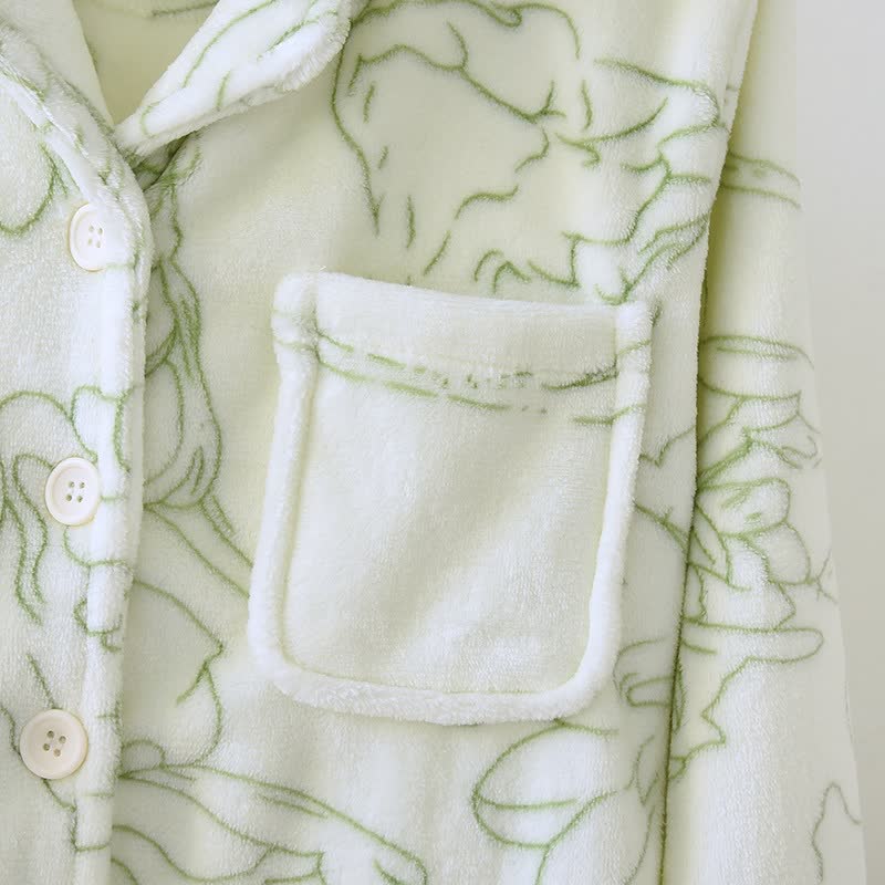 Ownkoti Fresh Green Line-Art Plush Loungewear Set - image 5
