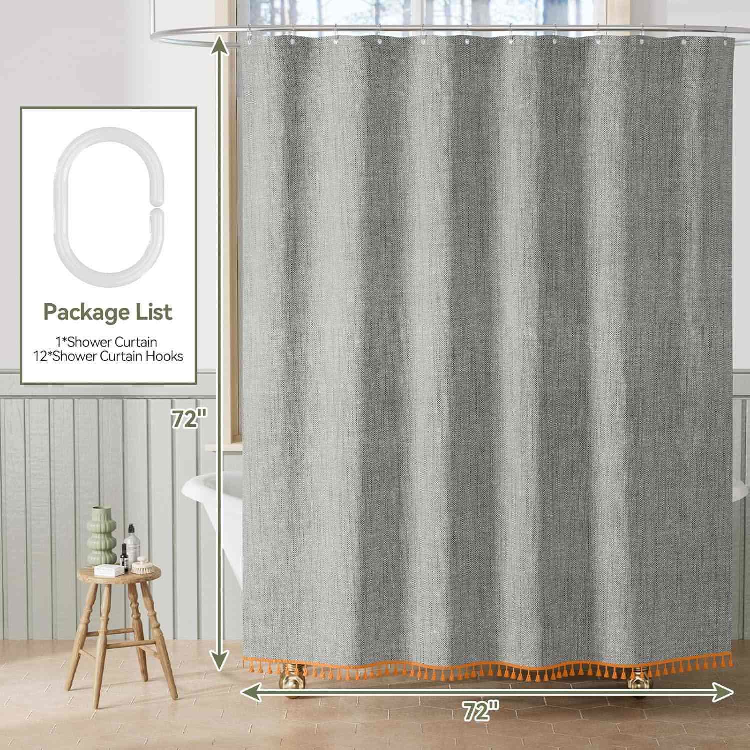 Ownkoti Solid Color Minimalist Tassel Shower Curtain - image 7