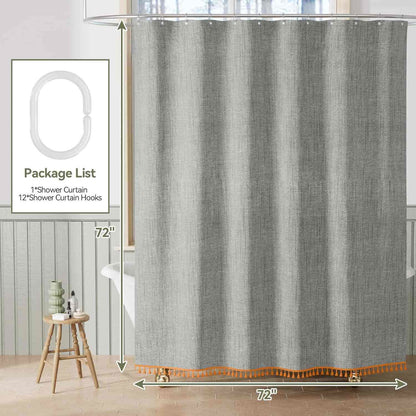 Ownkoti Solid Color Minimalist Tassel Shower Curtain - image 7