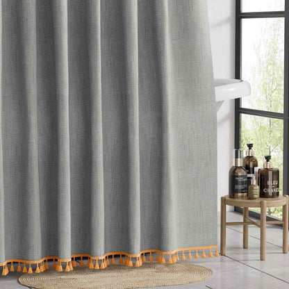 Ownkoti Solid Color Minimalist Tassel Shower Curtain - image 6