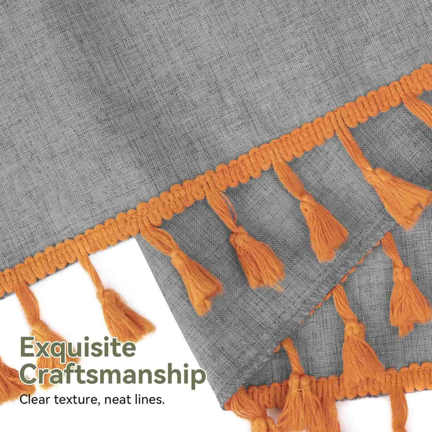 Ownkoti Solid Color Minimalist Tassel Shower Curtain - image 9