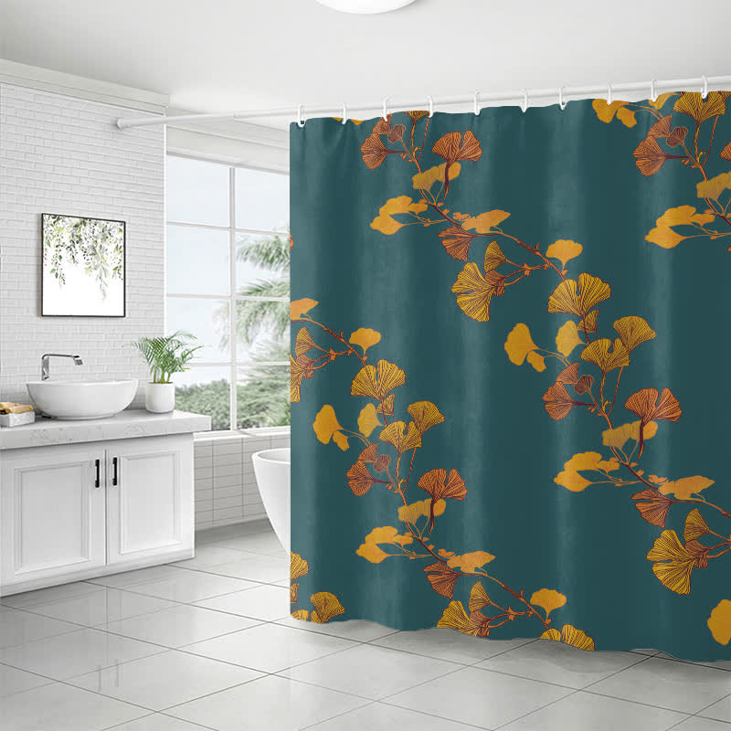 Ownkoti Ginkgo Leaf Print Shower Curtain - image 1