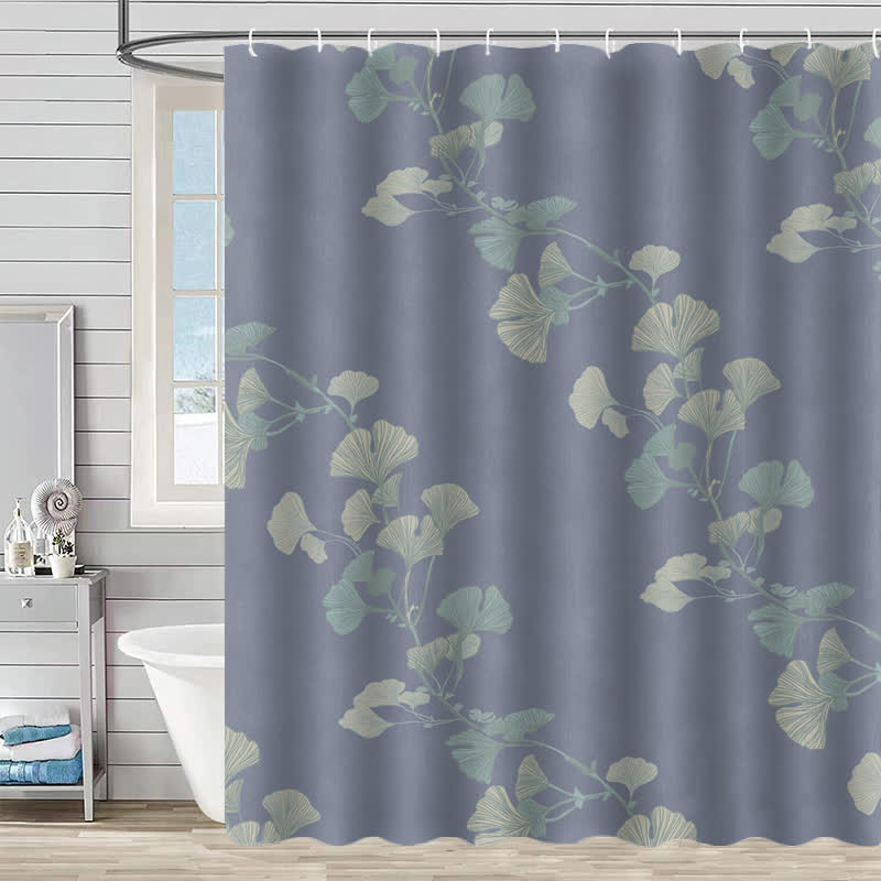 Ownkoti Ginkgo Leaf Print Shower Curtain - Light Blue - 90"W x 71"L - image 2