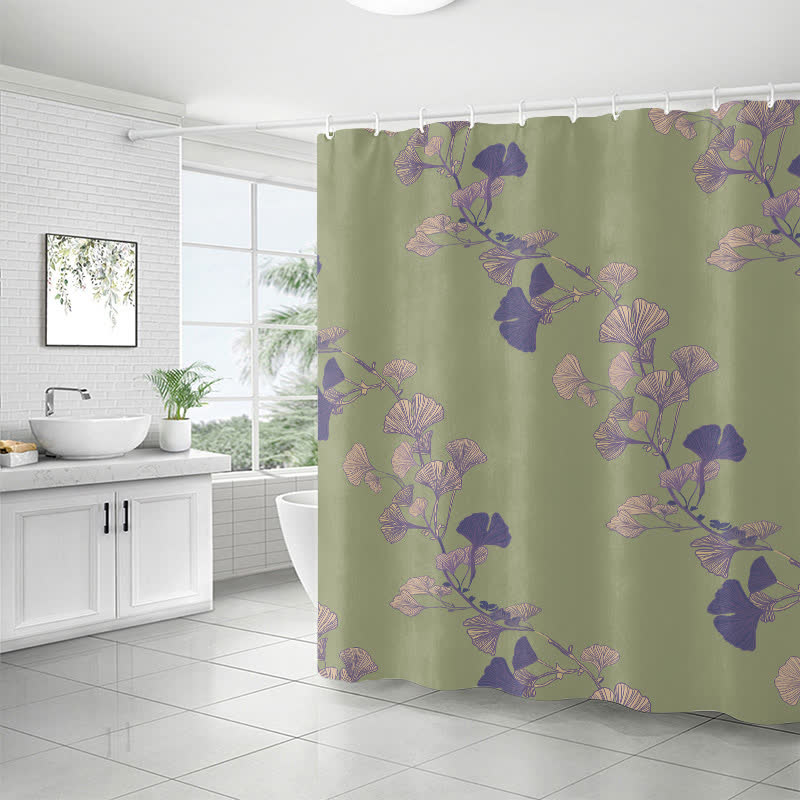 Ownkoti Ginkgo Leaf Print Shower Curtain - image 11