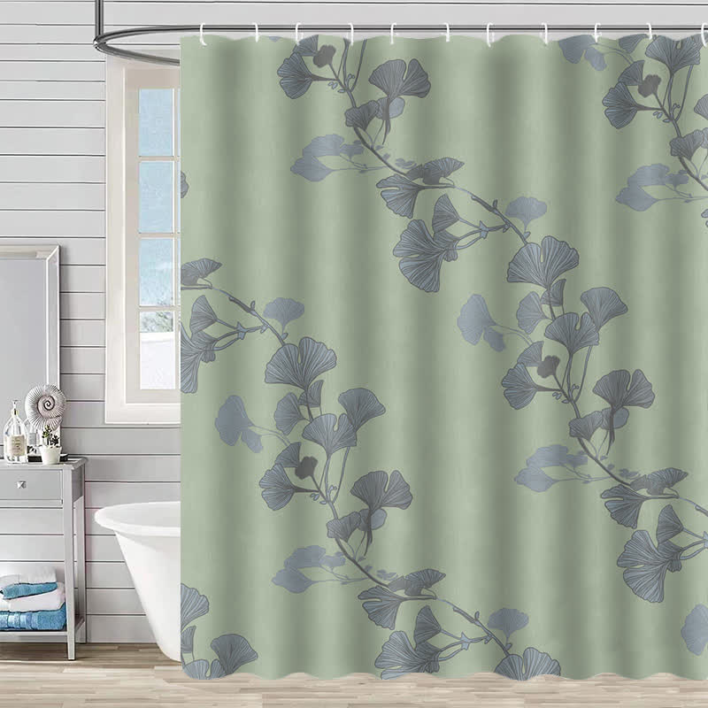 Ownkoti Ginkgo Leaf Print Shower Curtain - Light Green - 90"W x 71"L - image 4