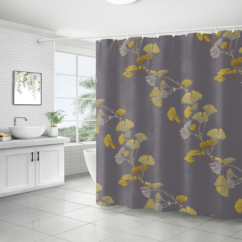 Ownkoti Ginkgo Leaf Print Shower Curtain - image 1
