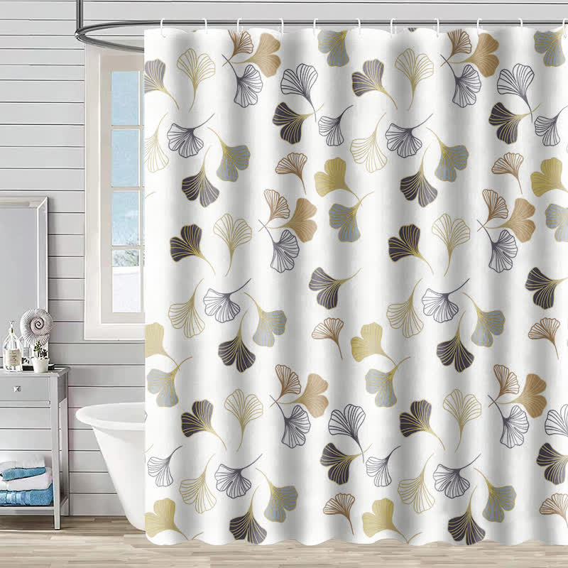 Ownkoti Elegant Ginkgo Leaf Shower Curtain - C - 90"W x 71"L - image 4