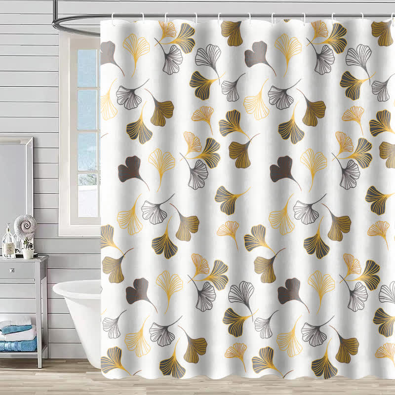 Ownkoti Elegant Ginkgo Leaf Shower Curtain - D - 90"W x 71"L - image 6