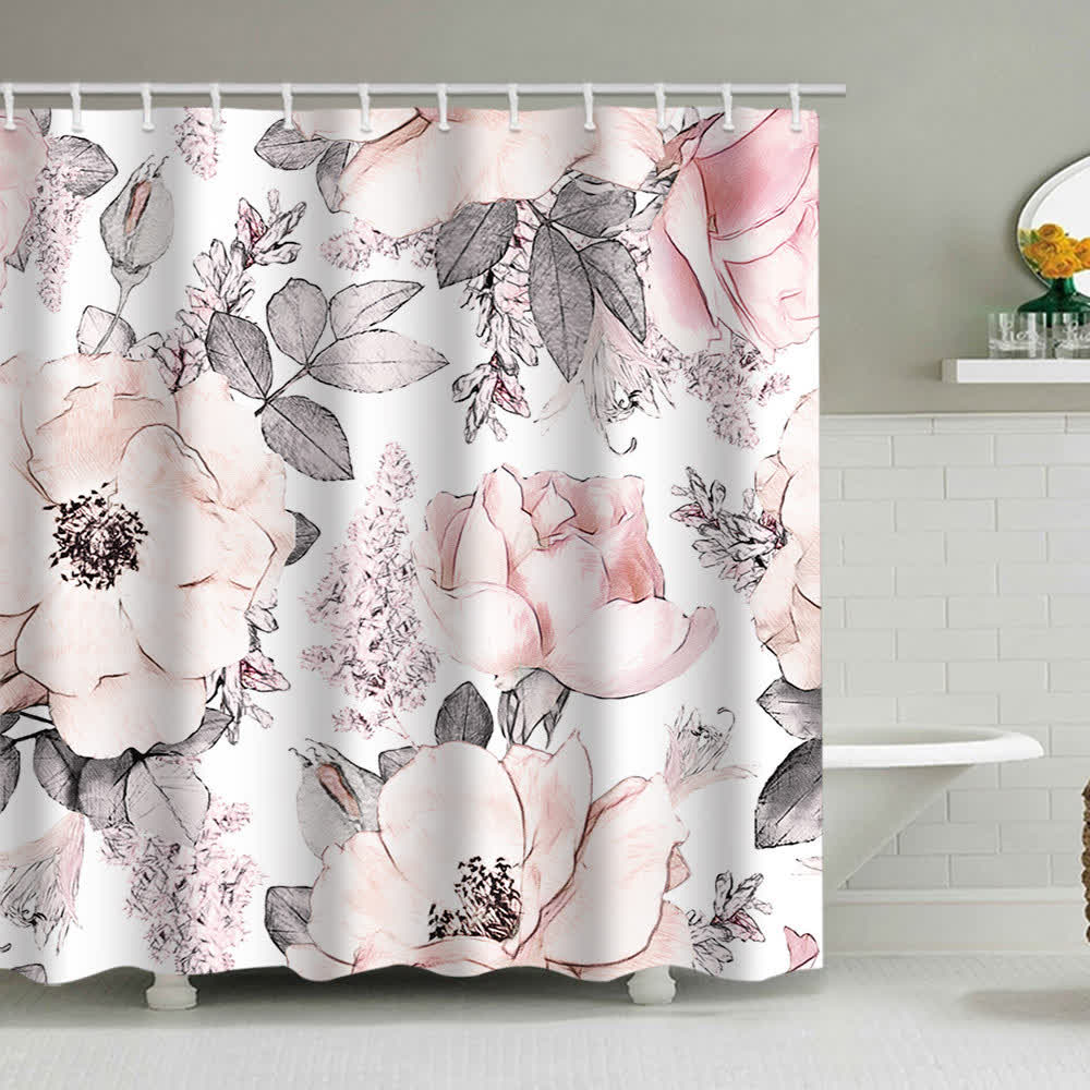 Ownkoti Luxurious Flowers Print Shower Curtain - B - 71"W x 90"L - image 1
