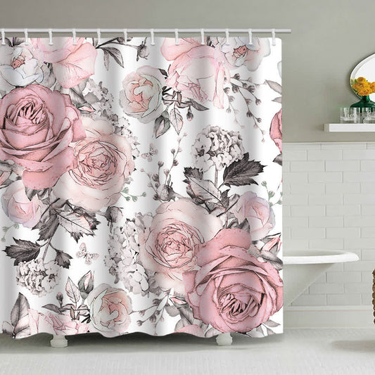 Ownkoti Luxurious Flowers Print Shower Curtain - A - 71"W x 90"L - image 0