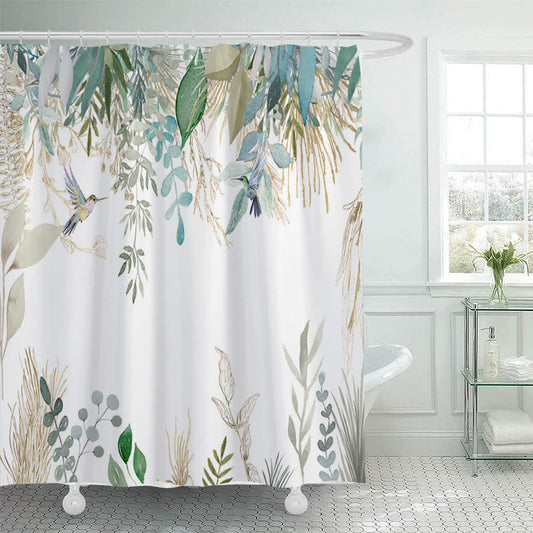 Ownkoti Botanical Bird Print Shower Curtain - 71"W x 79"L - image 0