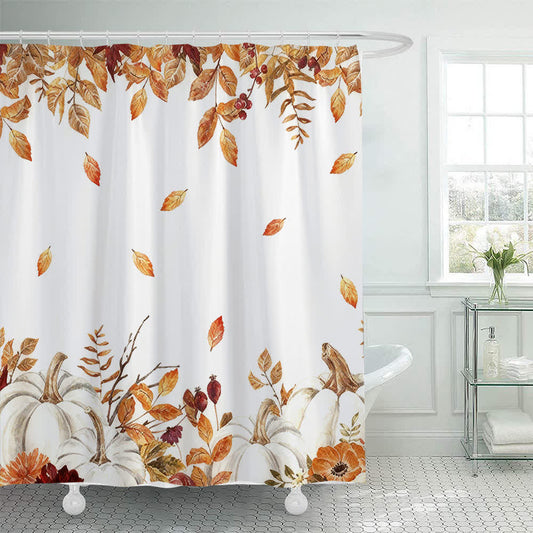Ownkoti Pumpkin Harvest Print Shower Curtain - A - 71"W x 79"L - image 0