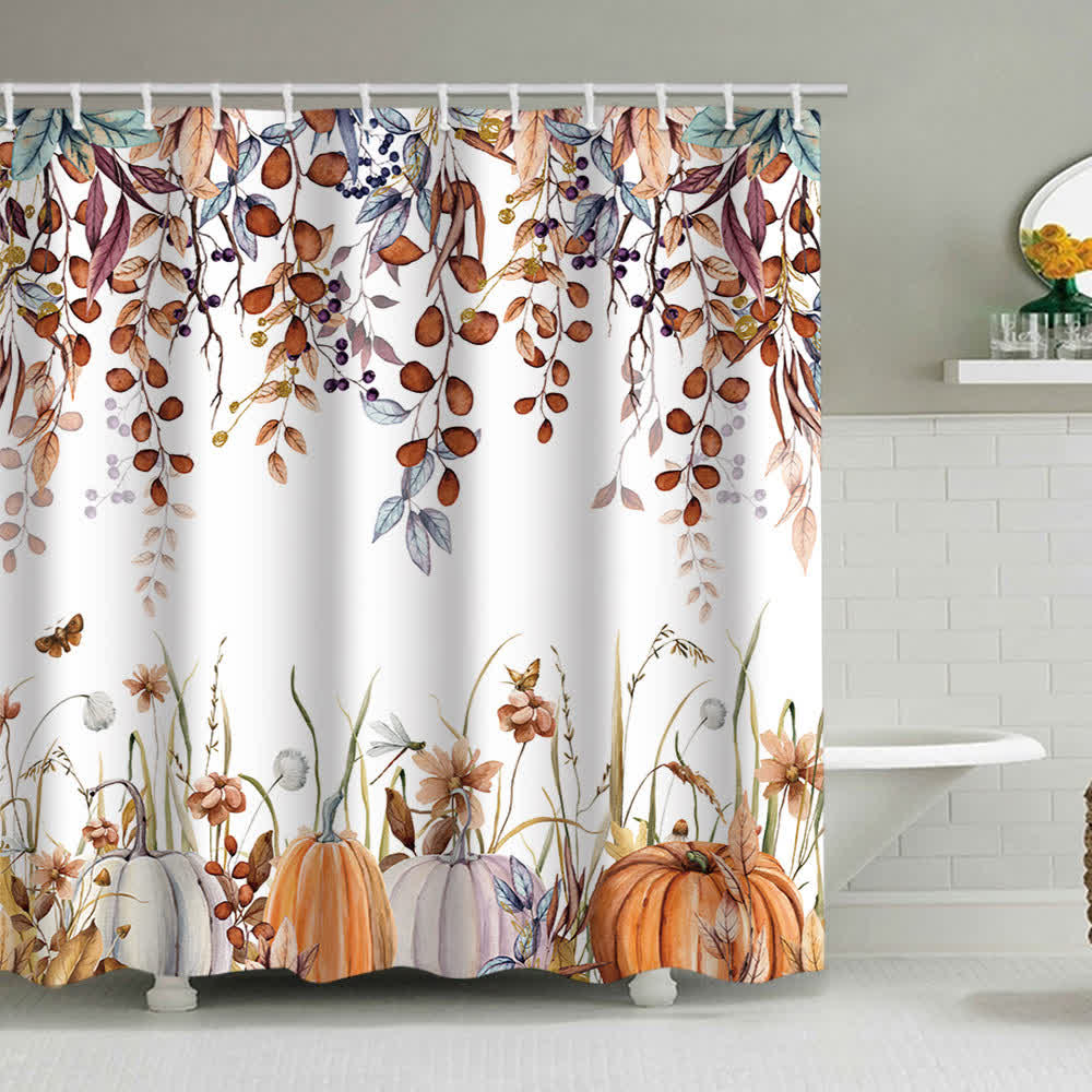 Ownkoti Pumpkin Harvest Print Shower Curtain - B - 71"W x 79"L - image 5