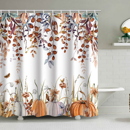 Ownkoti Pumpkin Harvest Print Shower Curtain - B - 71"W x 79"L - image 5